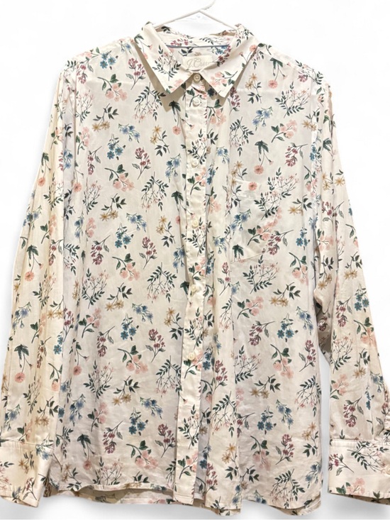 J. Crew Tops - J. Crew Cream Floral Button-Up Shirt with Pastel Print